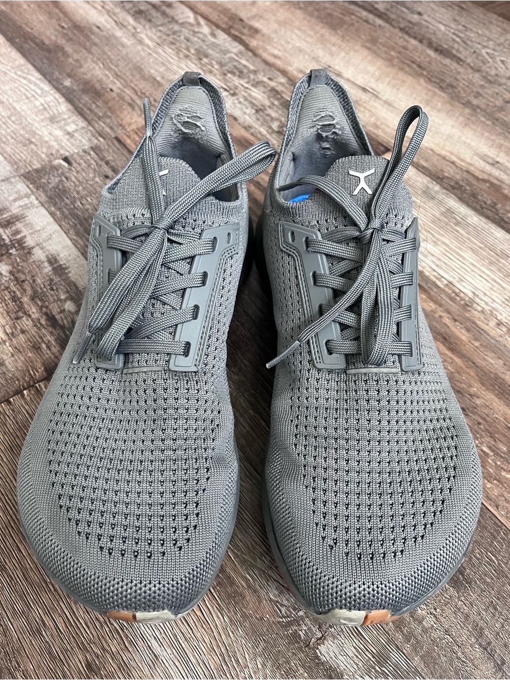 Athletic Knit Lace-Up Sneakers in Gray